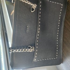 DKNY Black Handbag with Silver Chain